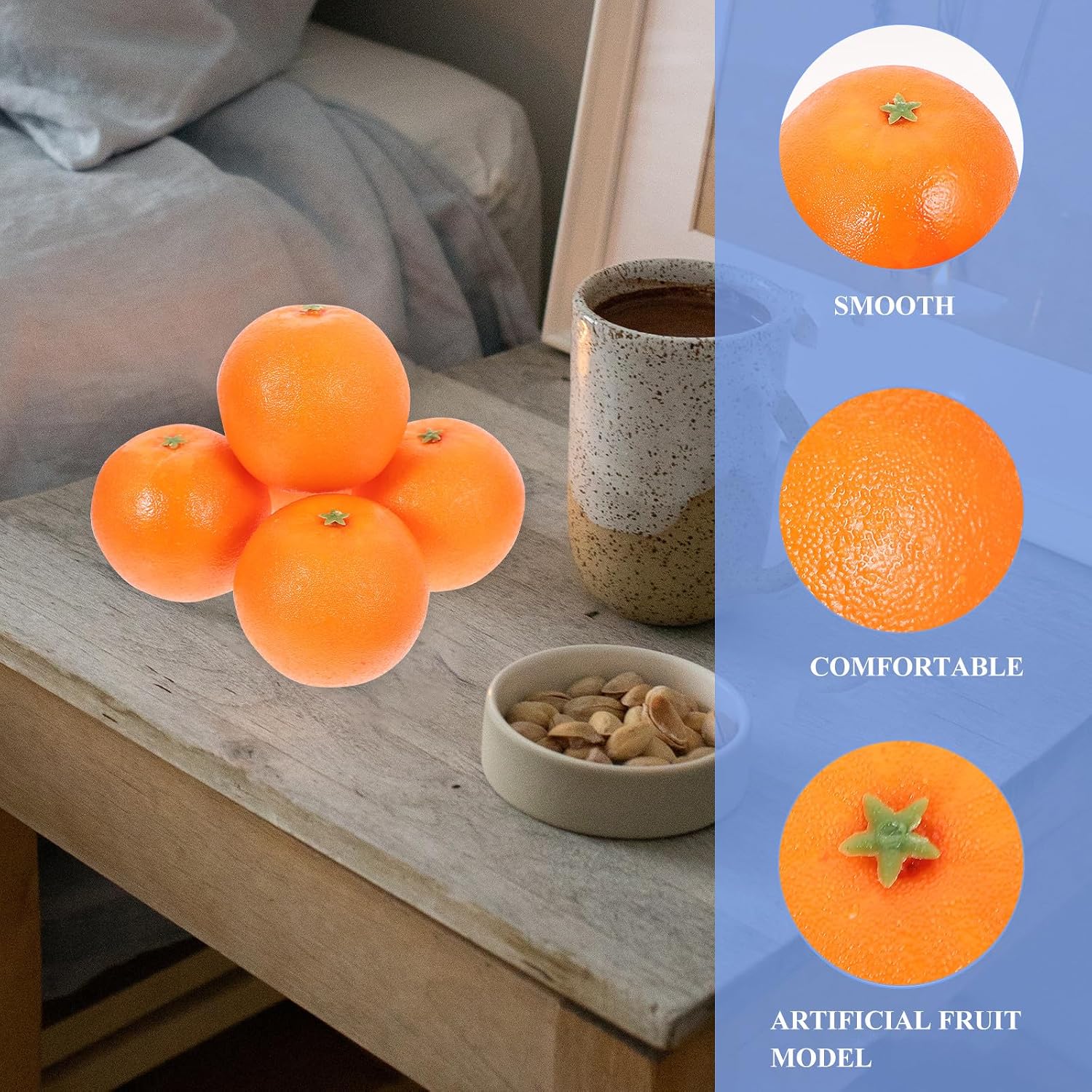 VICASKY 6pcs Lifelike Artificial Orange Foam Fruits Simulation Fruit Decor for Kitchen Cabinet and Home Party Decoration