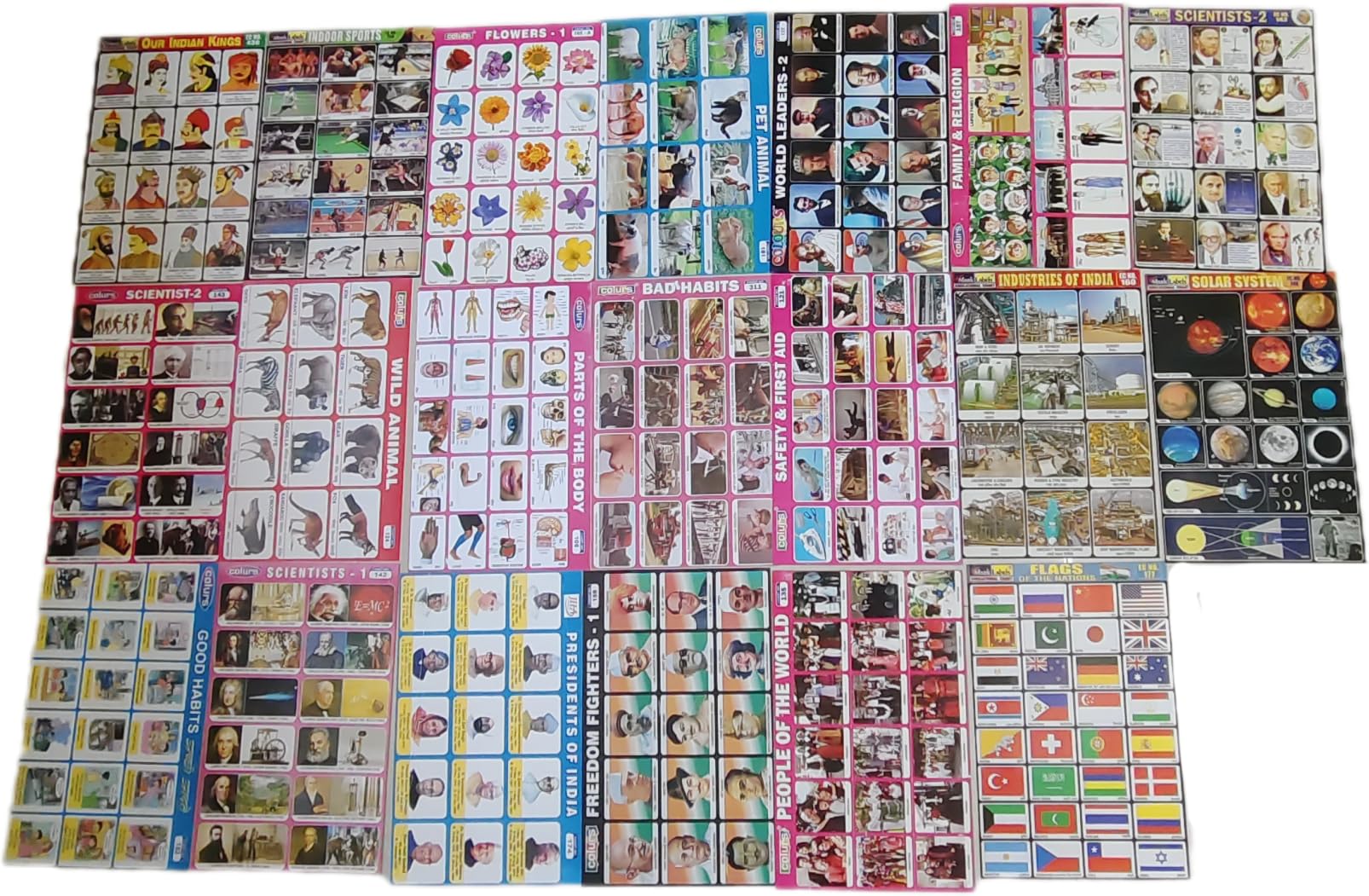 Hope Kart Charts for Kids Learning Cut and Paste Labels Self Adhesive Stick Stickers Mix Chart Book Picture for School Students Educational Activity for Scrap Booking Project, 34L X 21W CM, Pack of 20