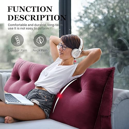 Miniatura 2 de Almohada de cabecera de cuña para dormitorio, almohada de lectura para la espalda, soporte para sentarse en la cama, cojín lumbar, posicionamiento