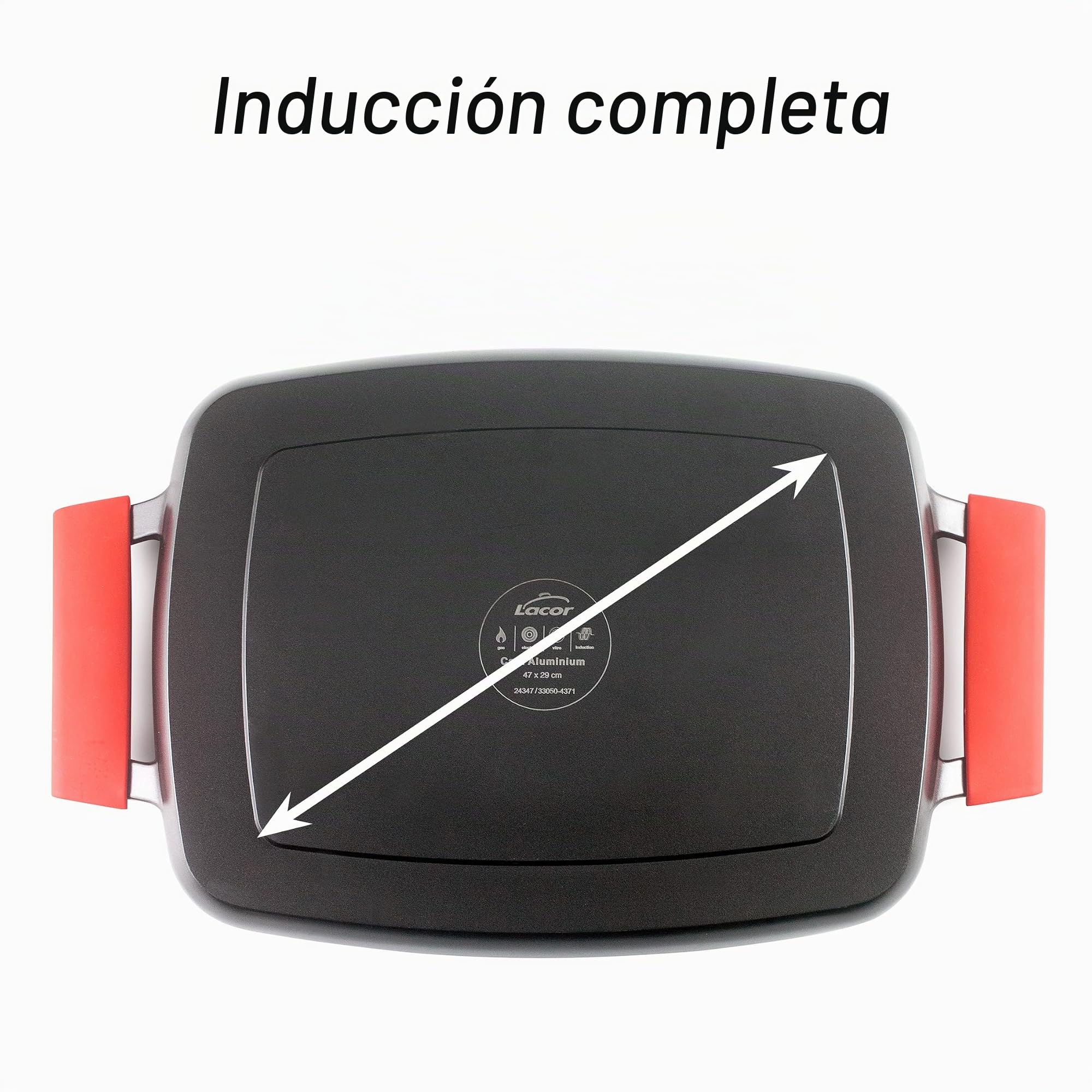 LACOR 24347 - Plancha Grill TitanFull, Aluminio Fundido, Antiadherente | En aluminio ligero, asados y a la plancha uniformes; antiadherente fácil de limpiar, libre de BPA, para tu cocina cada día