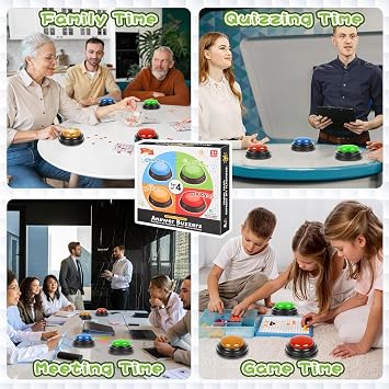Buzzers For Trivia Games Learning Minds Answer Buzzers For Quizzes Set Of 4 Game Show Buzzers Personalized Sound Buzzers For Family Game And Trivia Nights Classroom Accessories