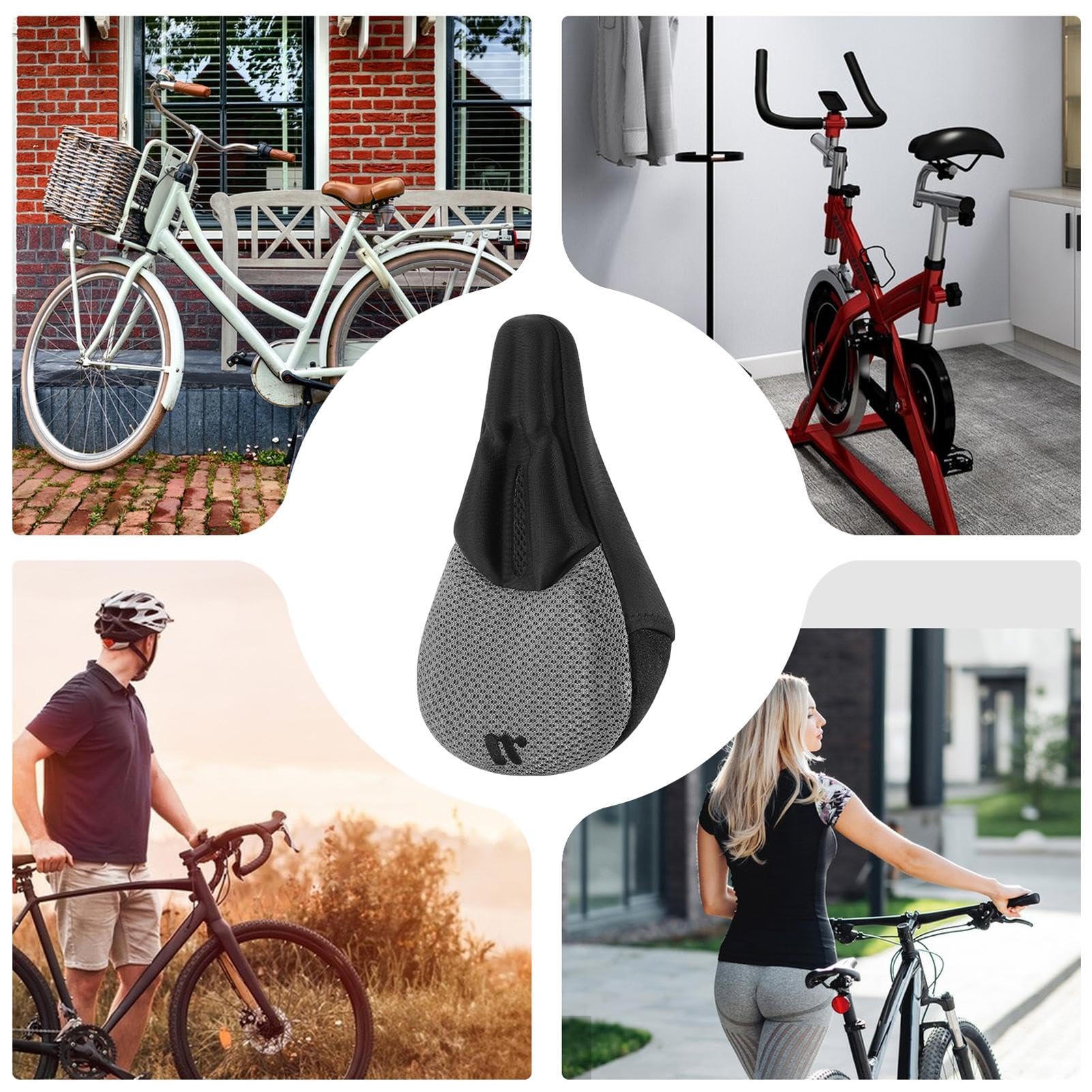 Fahrradsattel Gepolstert Mit Bezug - Ergonomischer Komfortsitz Fr Citybike  & Heimtrainer Fahrradsitzbezug Komfort