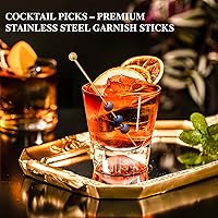 Vista 6 de I-MART Juego de púas de cóctel de acero inoxidable (paquete de 15 unidades, dorado)