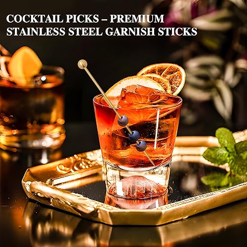 Miniatura 6 de I-MART Juego de púas de cóctel de acero inoxidable (paquete de 15 unidades, dorado)