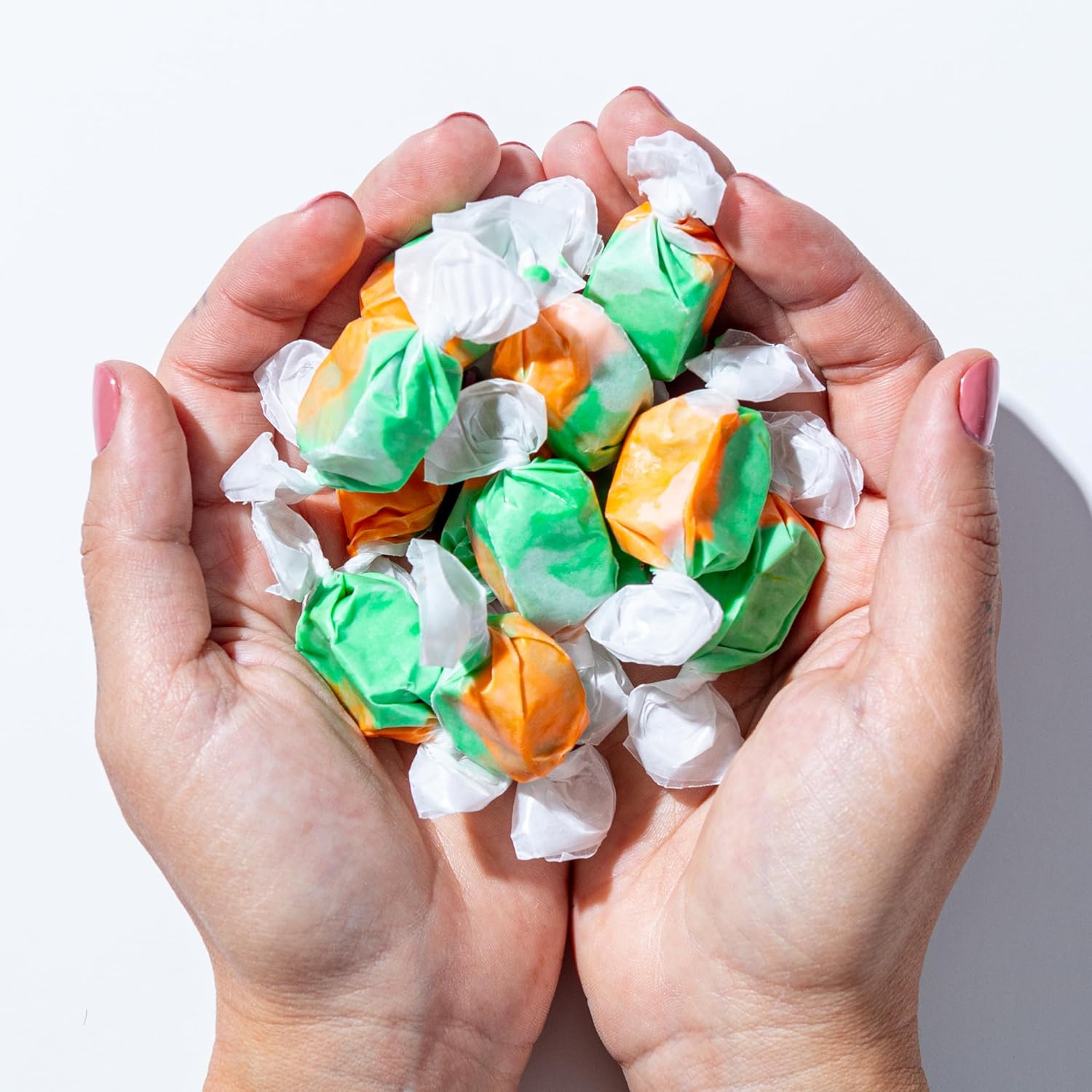 Taffy Shop Sour Watermelon Orange Zappy Salt Water Taffy Gourmet Soft Chewy Candy, Bulk Sweet Snack, Fresh Gift & Gluten-Free, 140 Individually Wrapped Pieces (32oz)