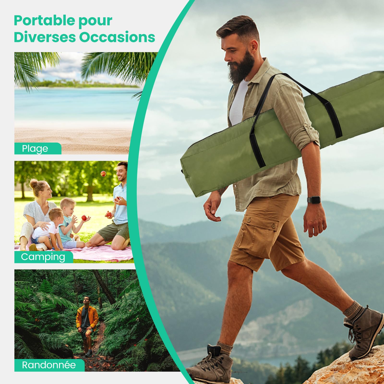 COSTWAY Tente de Camping Instantanée 2-4 Personnes, Tente Pop-up avec Auvent Amovible 2 Fenêtres en Maille 2 Portes Zippées Sac de Transport, Imperméable et Portable pour Camping Randonnée