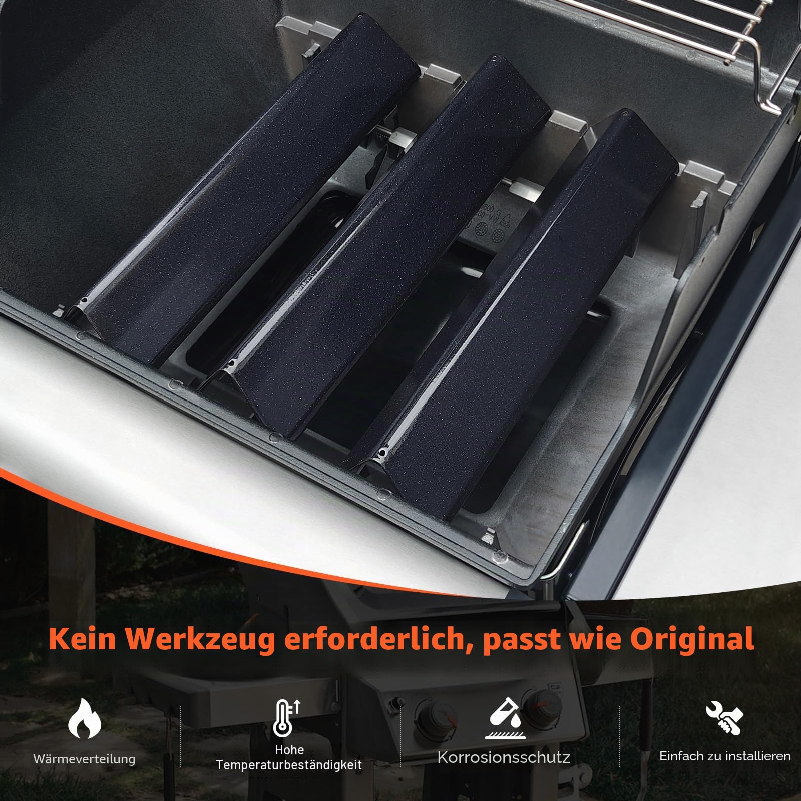 QuliMetal Aromaschienen für Weber Spirit 200 und Spirit II 200 Serie, 38,9 cm Flavorizer Bars passend für E210 E220 S210 S215 mit Frontbedienung, Ersatz für Weber 7635