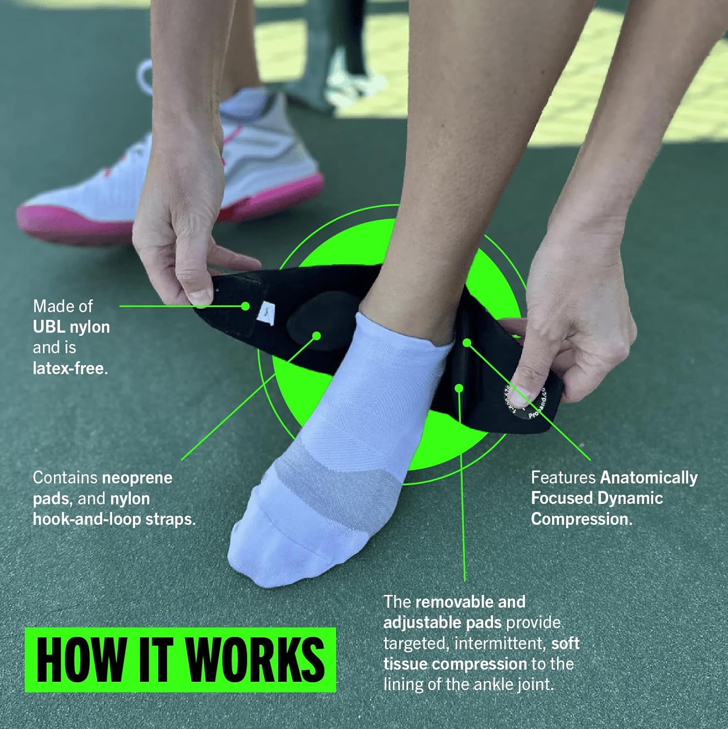 PROBAND The Ankle BandIT, One Size Fits Most, Compression Ankle Wrap, Reduce Pain, Tendonitis, Buritis, Ankle Sprain, Osteoarthritis, Plantar Fasciitis, Synovitis