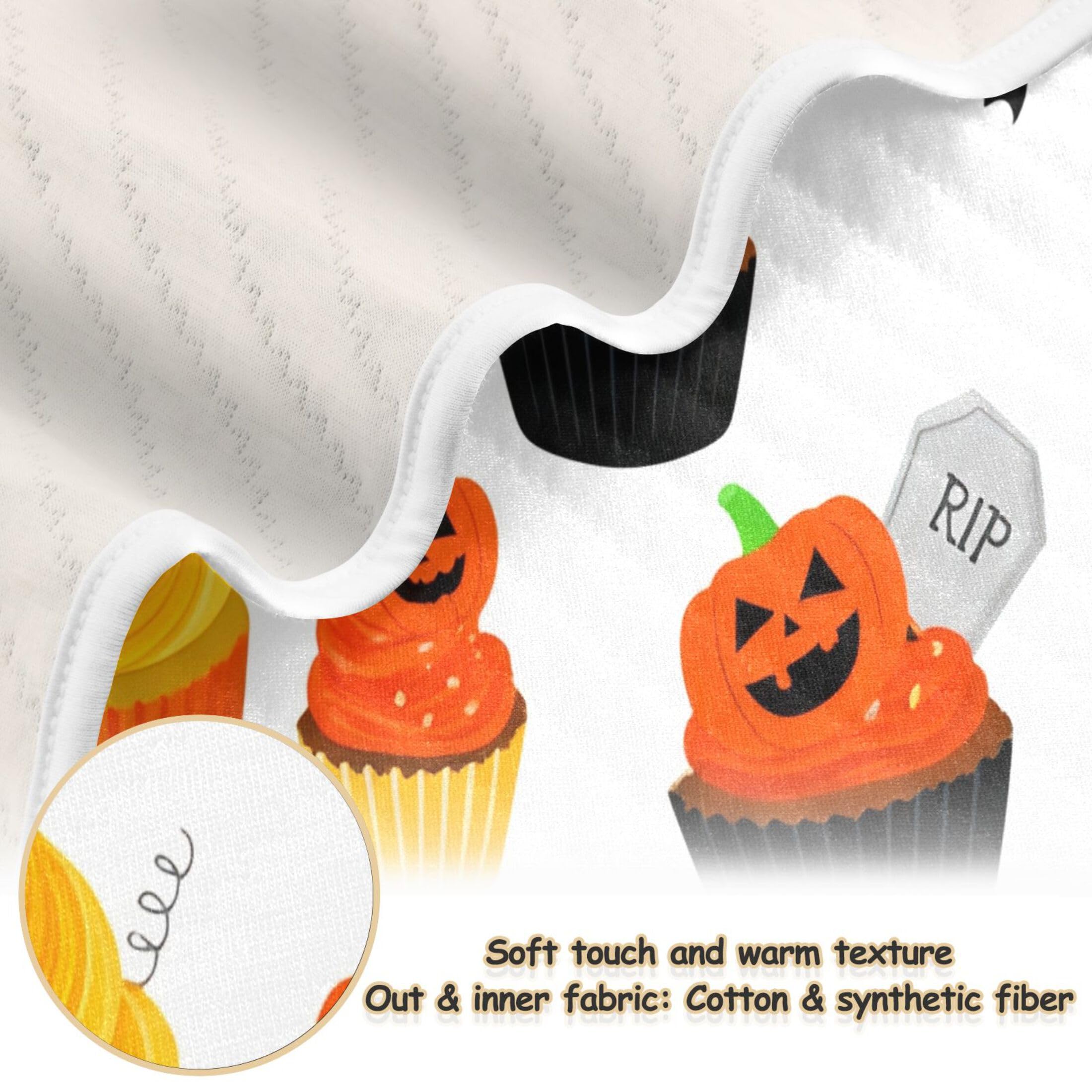 Burbuja Halloween Cupcakes Baby Blanket for Boys Girls, Nursery Soft Warm Swaddling Receiving Baby Blankets, 30x40 in Toddler Blanket