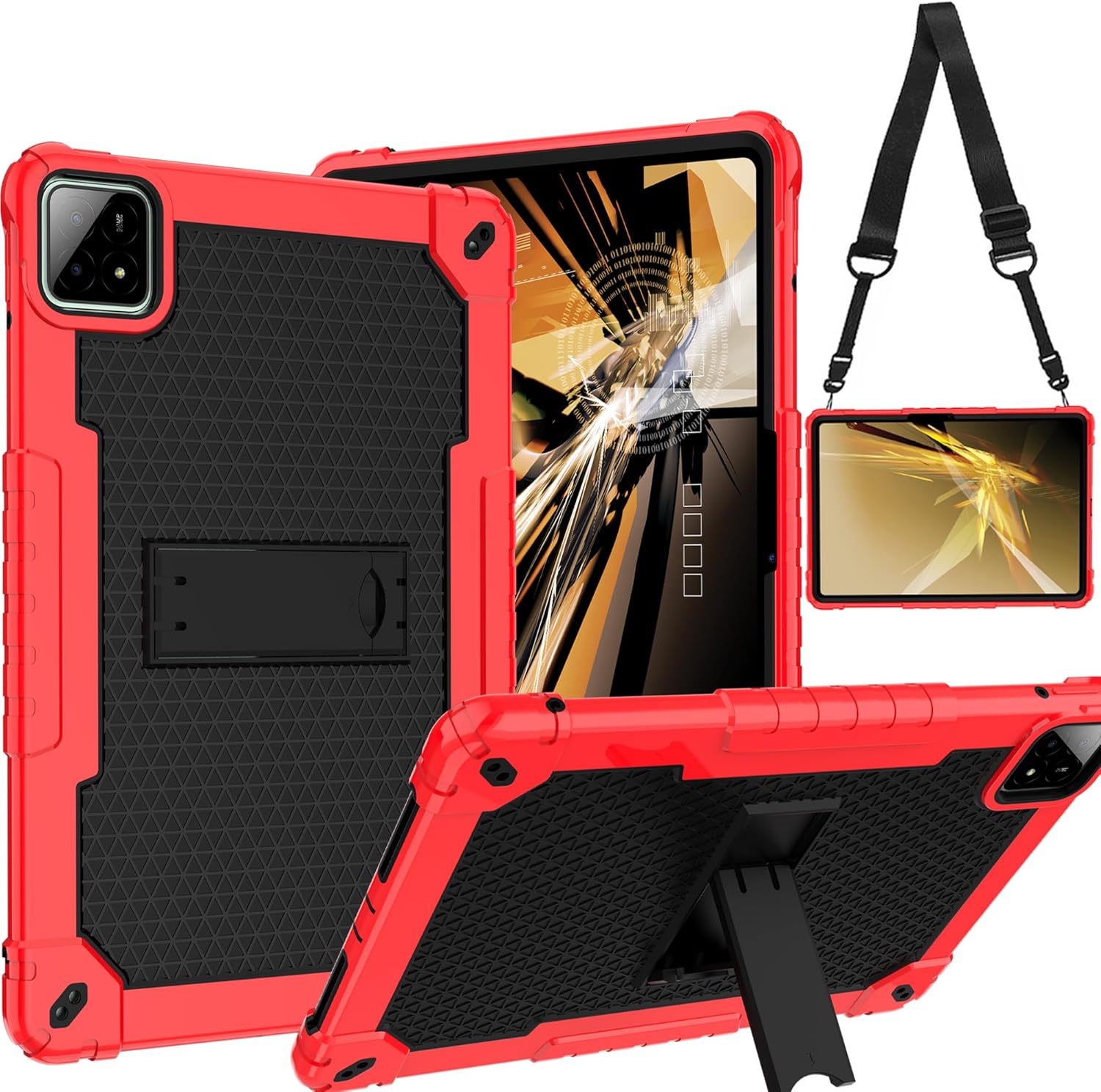 Case for Xiaomi Pad 6S Pro 12.4 inch 2024, Heavy Duty Protective Cover Kids Case for Xiaomi Pad 6S Pro 12.4 inch 2024 Tablet (Red/Black)