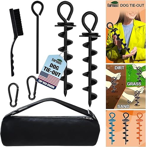Miniatura 1 de Eurmax Estaca de amarre resistente para perros grandes de hasta 210 libras para exteriores, anclaje de perro, artilugios, accesorios para perros,