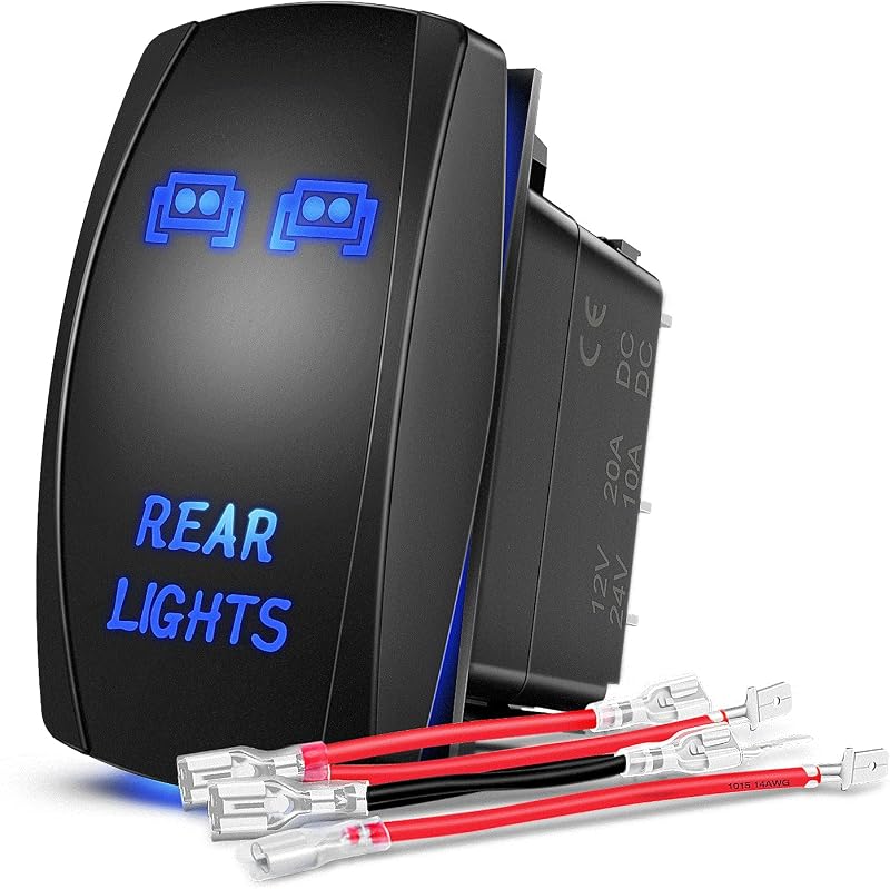 Interruptor Rocker para Barra de LED Nilight NI-RS05 5 Pinos com Iluminação Azul – Kit com Fios