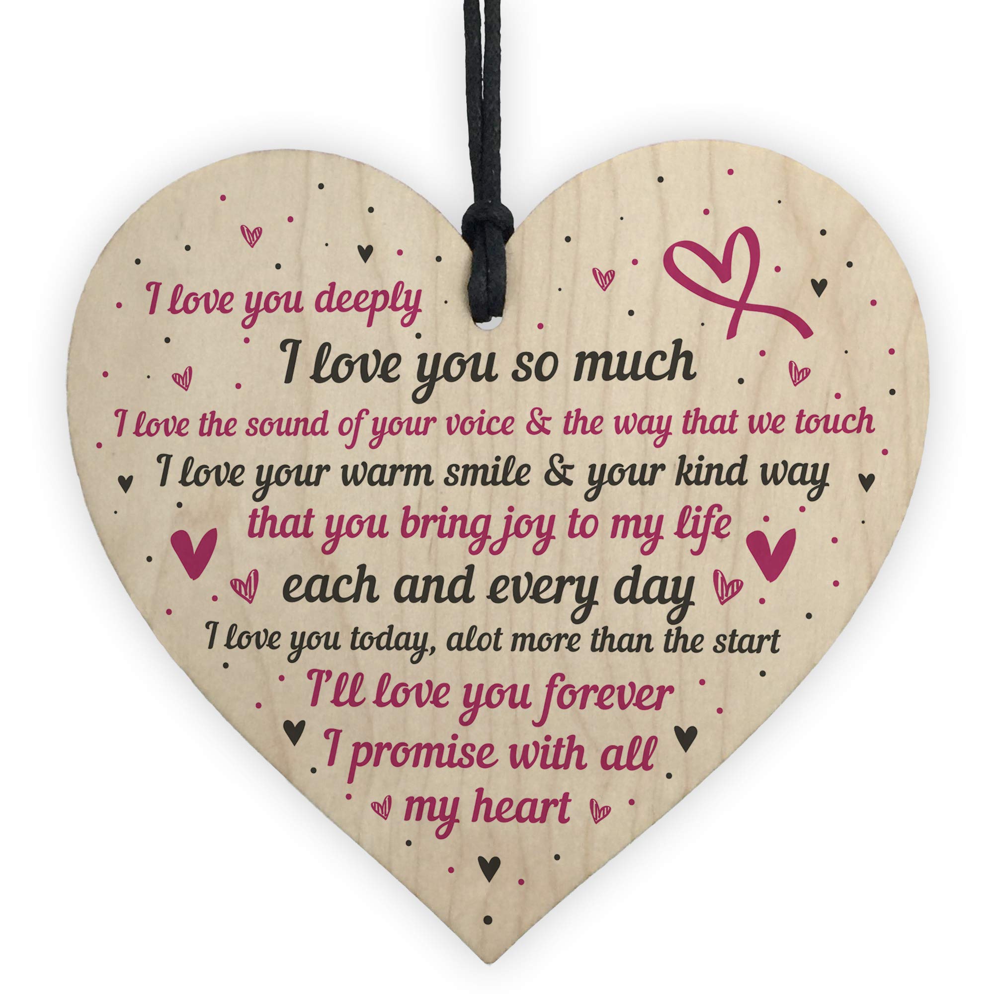 RED OCEAN Love Sign Wooden Heart Plaque Birthday Anniversary For Him For Her Soulmate
