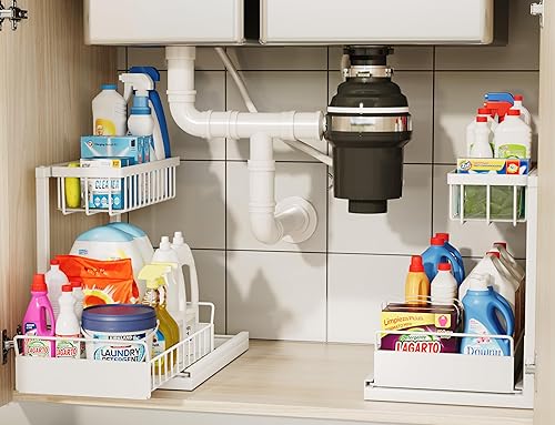 Miniatura 1 de Organizador para debajo del fregadero, organizador de fregadero de cocina extraíble, organizador deslizante de 2 niveles para debajo del fregadero y