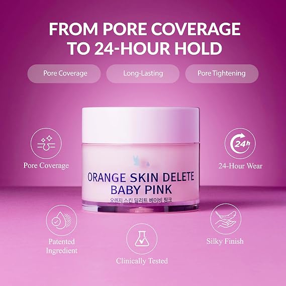 Orange Skin Delete Pore Primer, Blurring Smoothing Face Makeup Base 1.06 oz