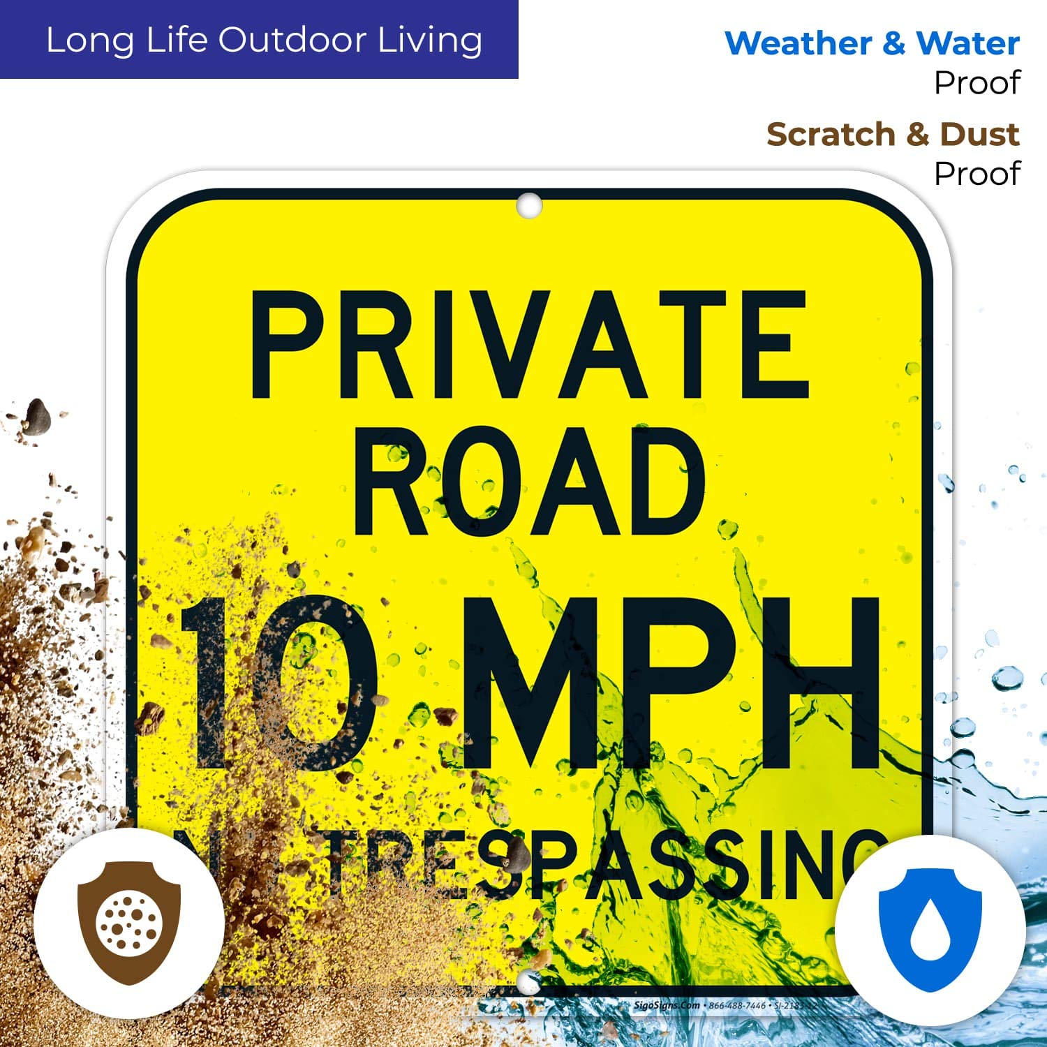 Private Road 10 MPH No Trespassing Sign – 18x18 Inch Durable HDPE Outdoor Sign, Made In USA - View #4