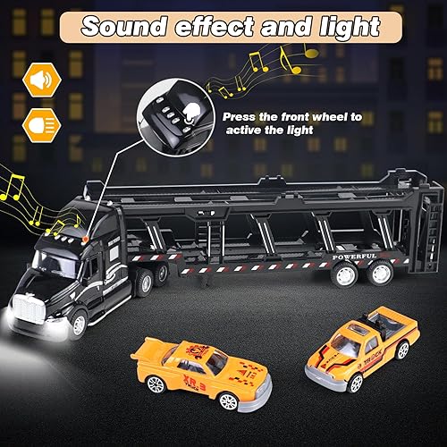 Miniatura 6 de Cooper Toys - Juego de vehículos de transporte para niños con luces y sonidos (3 unidades), color negro