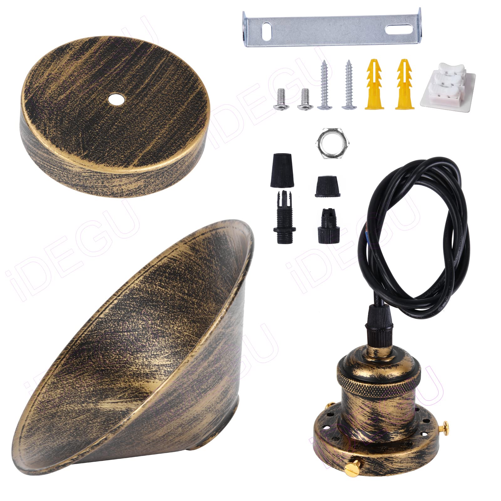 iDEGU Lot de 3 Suspension Luminaire Industriel Design Edison Luminaire Plafonnier E27 Lustre Suspension Rétro pour Salle à Manger Cuisine Salon, Ø 22cm (Bronze 3 Pack)