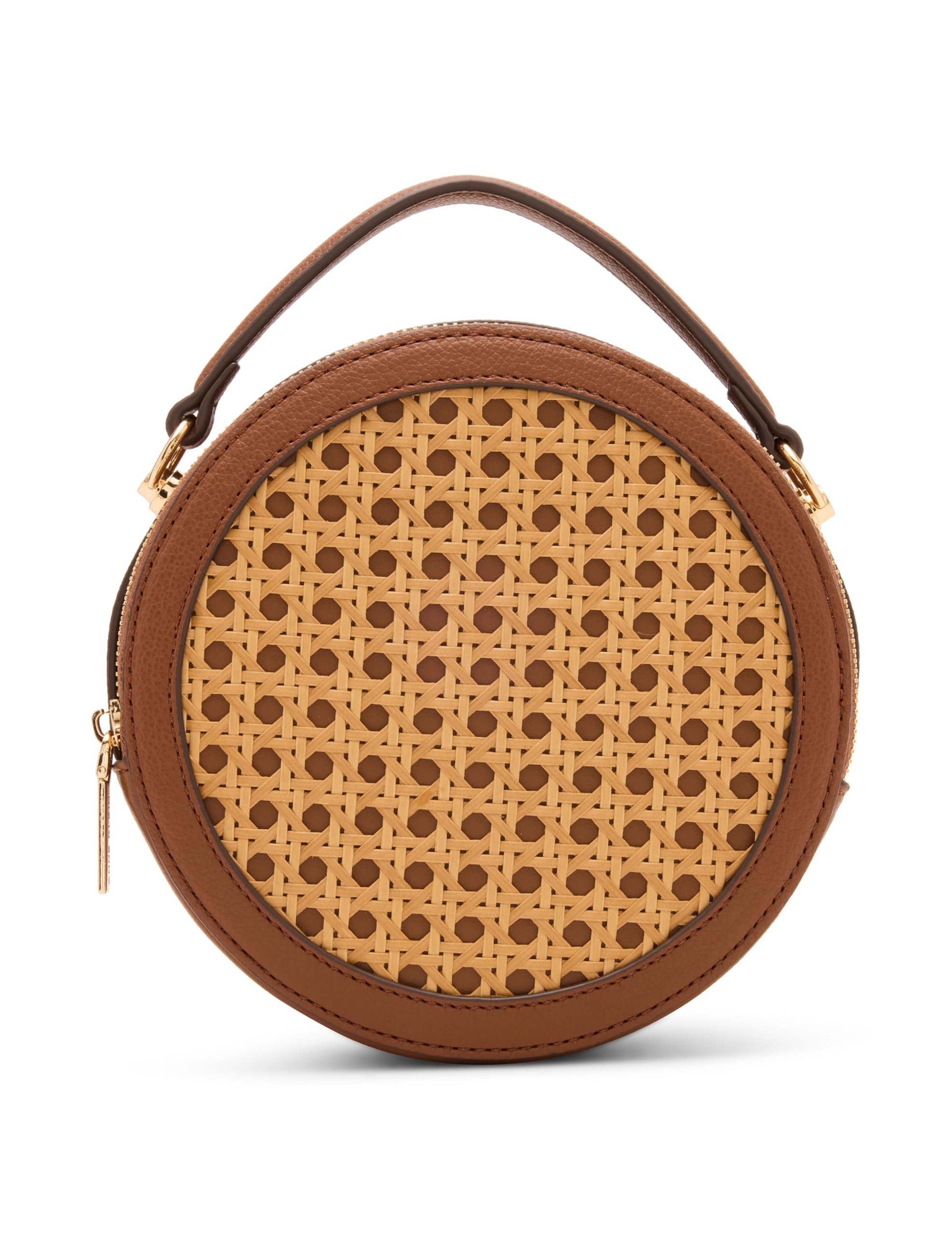Anne Klein Womens Caning Circle Bag, Natural/Chestnut, Bandolera para Mujer, marrón, Small