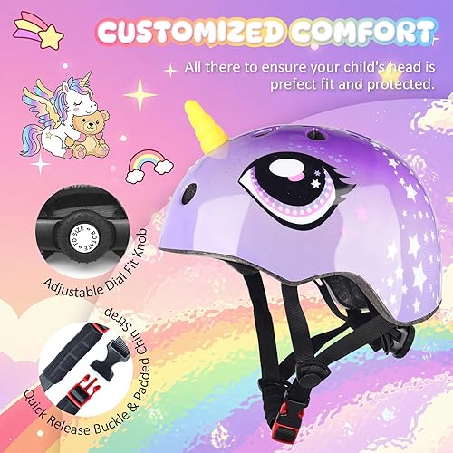 Miniatura 42 de Casco de bicicleta para niños pequeños, ajustable y multideportivo para niños y niñas, 2 tamaños