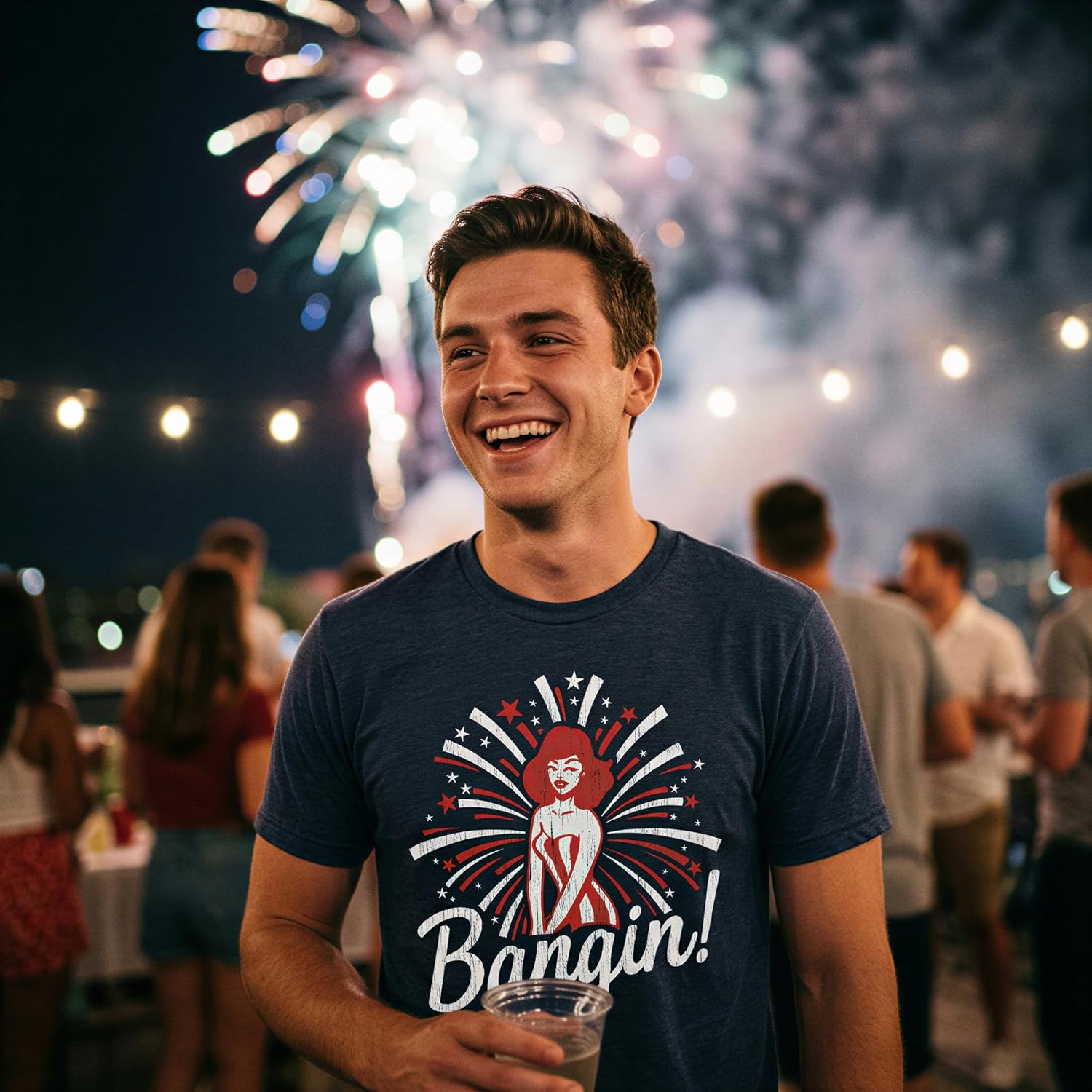 Mens Bangin T Shirt Funny 4th of July Independence Day Fireworks Patriotic Graphic Tee