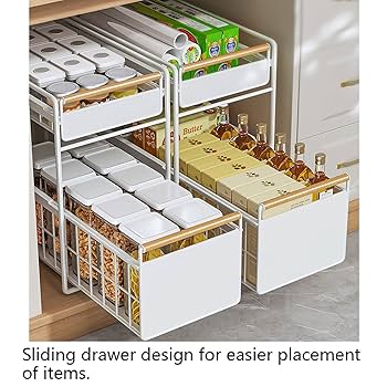 Amazon.co.jp: シンク下収納棚、2段スライドアウトシンク