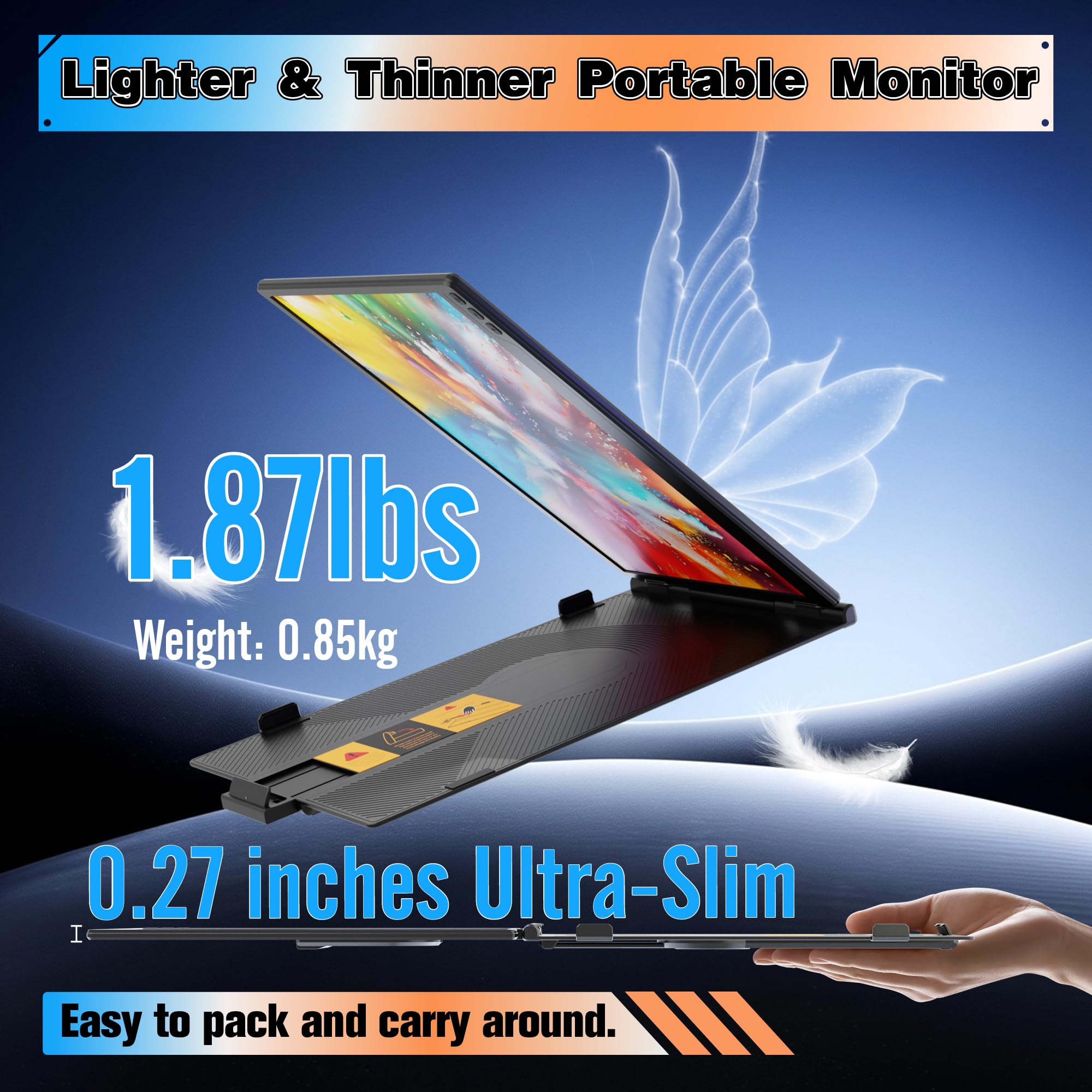 Miesebe Miesebe Laptop Screen Extender 14", Ultra Thin 0.27'' FHD 1080P Portable Monitor for Laptop 13-17.3", Plug n Play Extra Monitor Extender, Eye Care Second Screen for MacBook/Windows/Android/Switch/PS5 in use