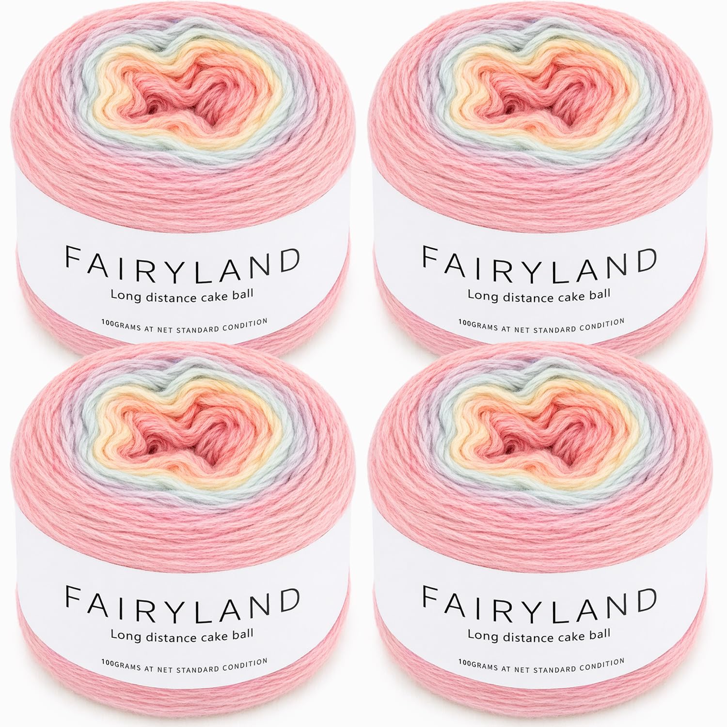 Gradient Yarn Cake 4 x 100g, Crochet Yarn for Crochet and Knitting, Ombre Yarn Cakes, Soft Multicoloured Yarn for Scarves, Shawls, Blankets and DIY Crafts(1169)