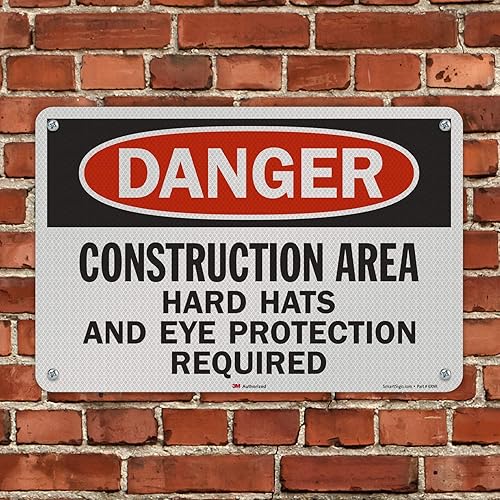 Miniatura 9 de SmartSign Letrero "Peligro - Área de construcción, requiere cascos duros"  18 x 24 pulgadas 3M de aluminio reflectante de grado de alta intensidad