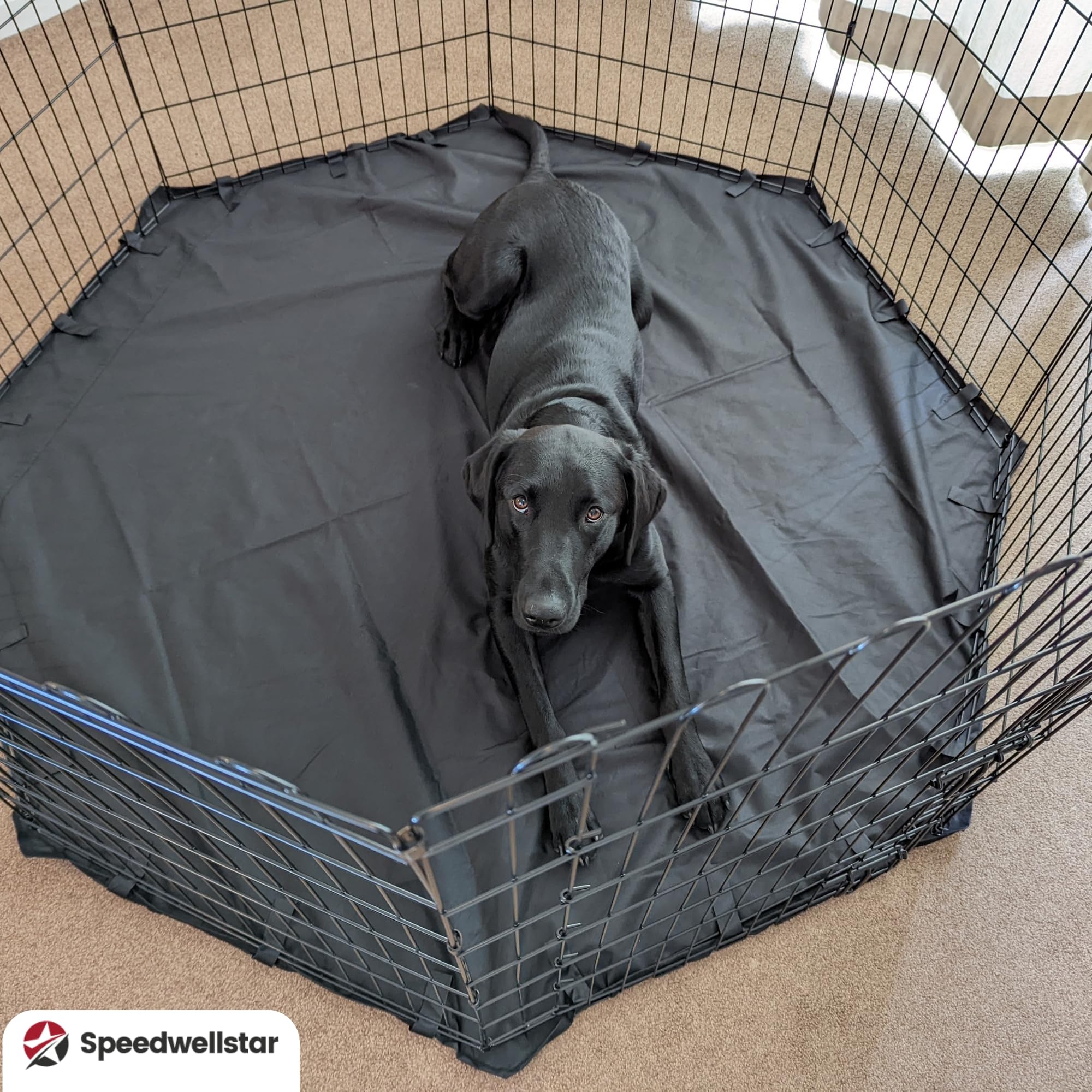 Speedwellstar - Stuoia, Tappeto, Pavimento per 8 lato grande Pet Pen Run base antiscivolo tappetino resistente impermeabile nero universale. Gabbia non inclusa