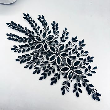 Bridal Hair Accessories, Wedding Hair Pieces for Brides, Rhinestone Bride Headband Black