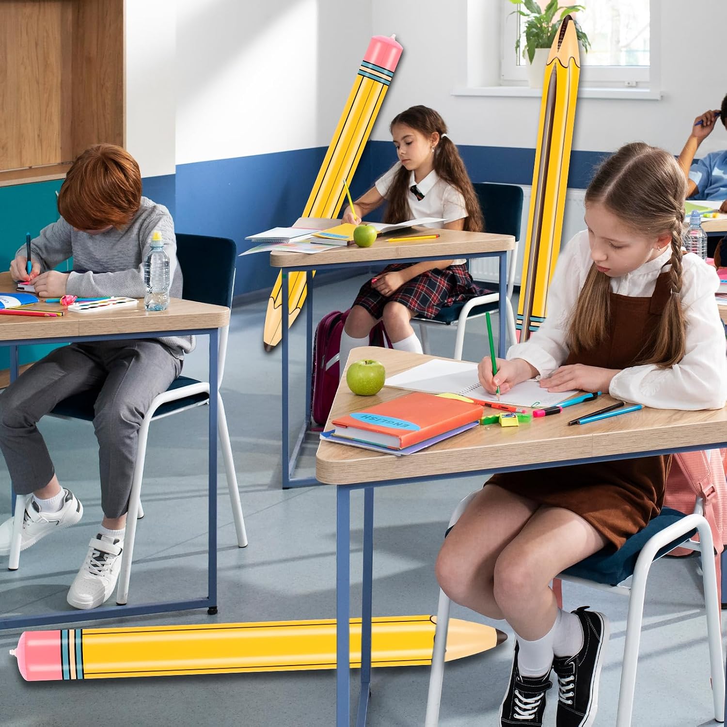 3Pcs 43 Inch Inflatable Pencil, Giant Blow Up Pencil Party Decor image 5