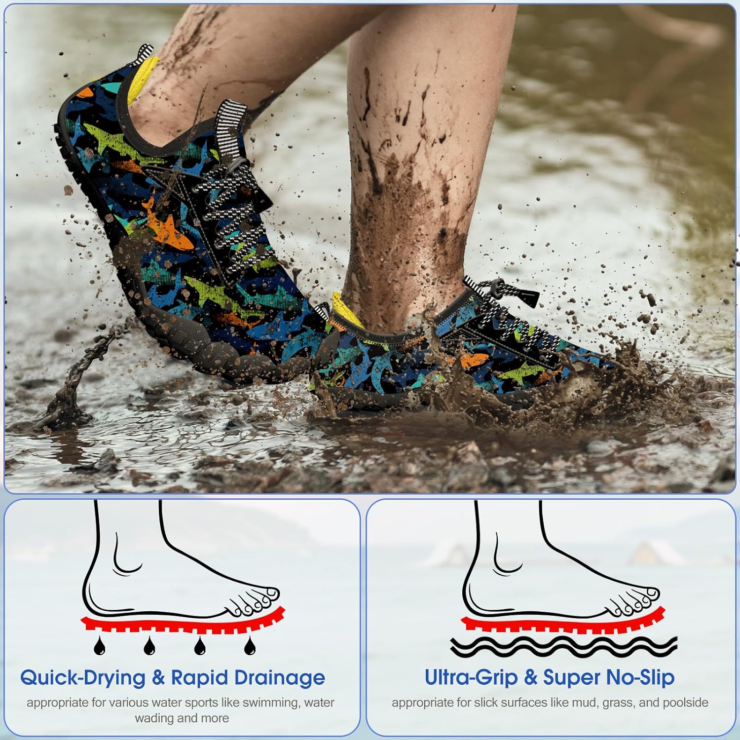 Built-in Heel Grips Water Shoes for Kids Girls Boys Hiking Wide Barefoot Swim Beach Pool Big Kid - Image 3