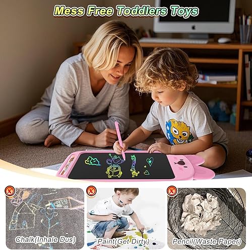 Miniatura 3 de CHAFEGY Tableta de escritura LCD de 10 pulgadas para niños pequeños, tablero electrónico de dibujo, diseño de búho león, zorro, conejo, regalo de