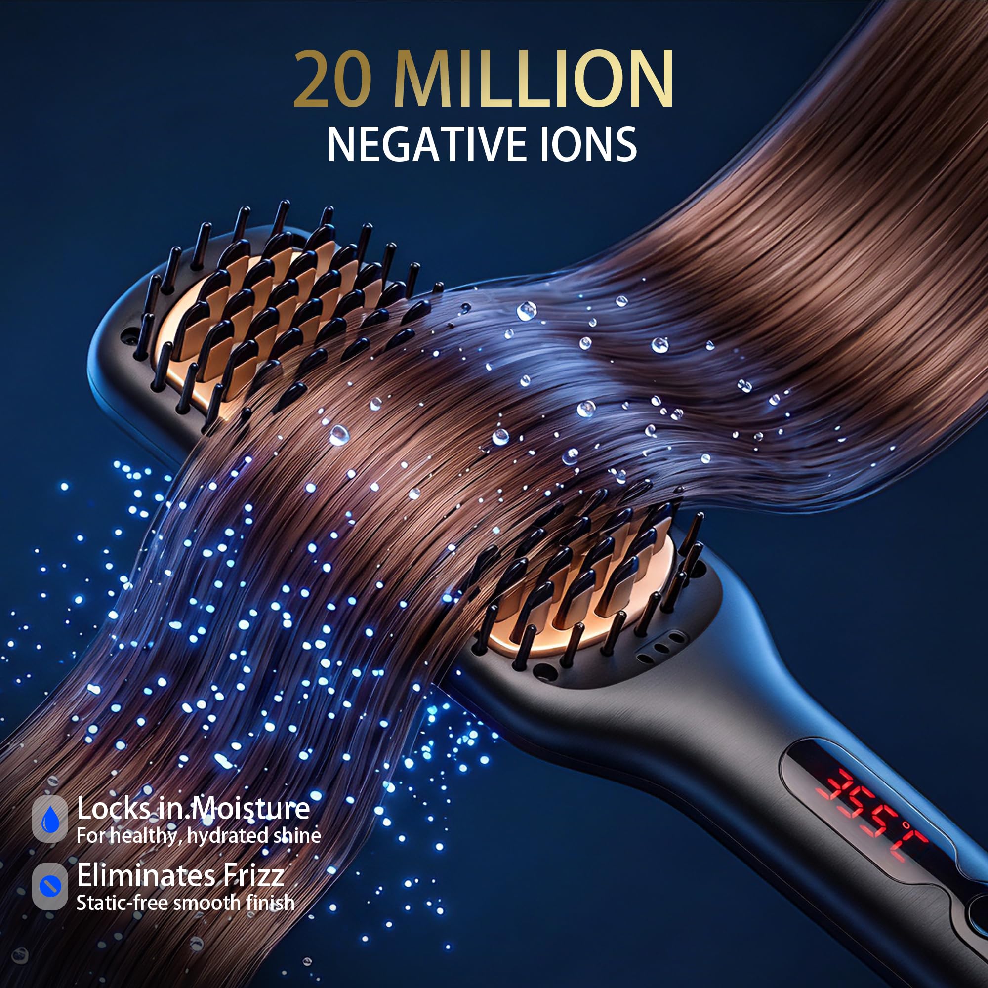 Brosse lissante ionique en céramique MEGAWISE Pro pour salon de coiffure | Technologie de chauffage rapide MCH 20 s avec arrêt automatique | Anti-brûlure grâce à sa double tension universelle