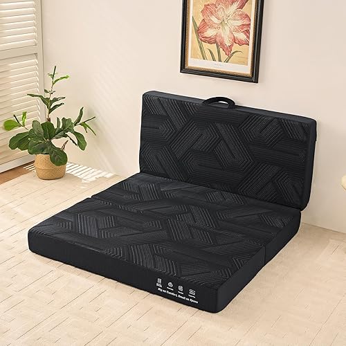 Miniatura 8 de Mattress Topper, 6 Inch Memory Foam Tri-Fold Mattress Full, Foldable Bed with Washable Cover, Handles and Non-Slip Bottom for Yoga, Living Room,