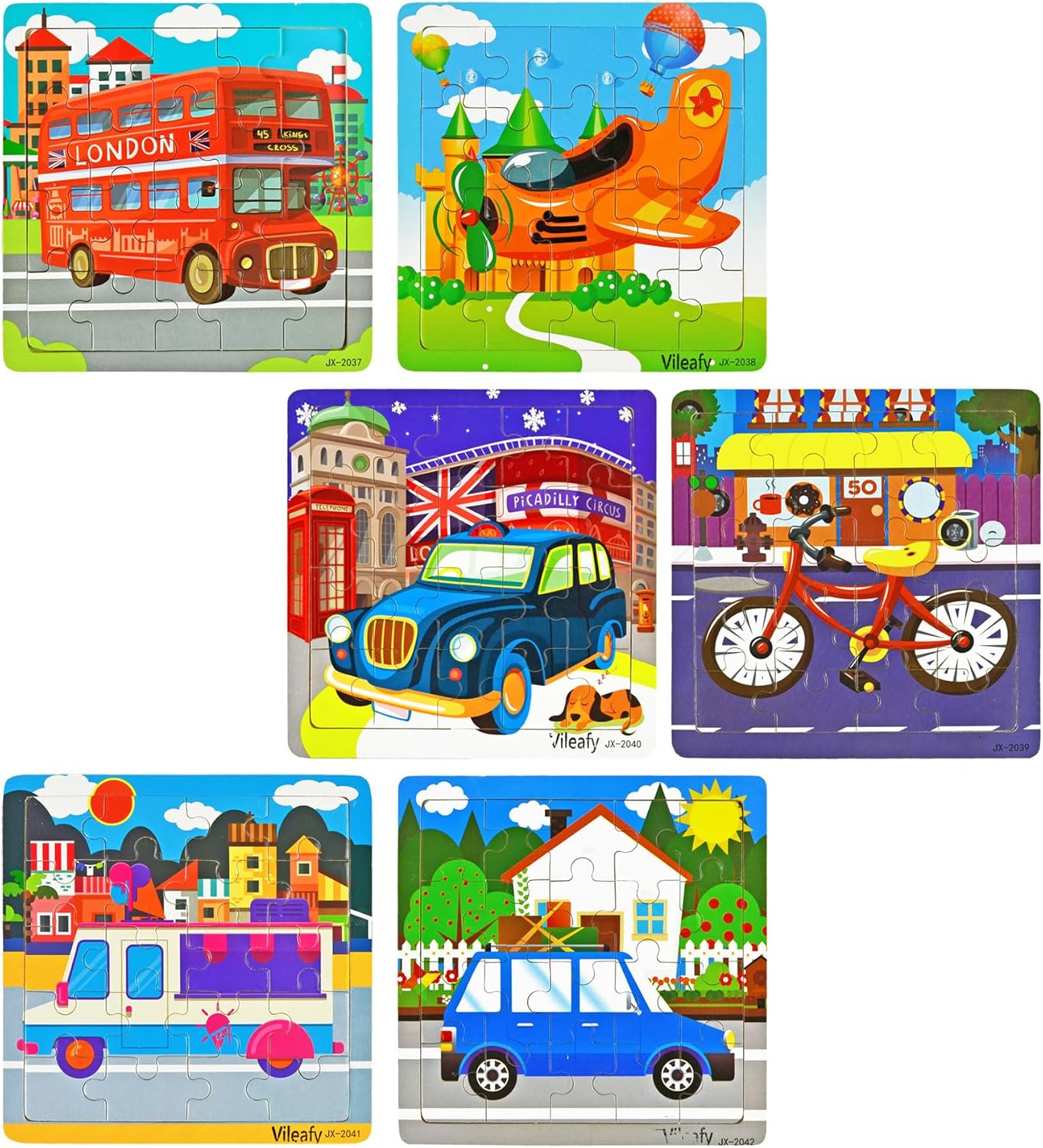 Vileafy 6 Pack Wooden JIgsaw Puzzles for Kids Ages 35