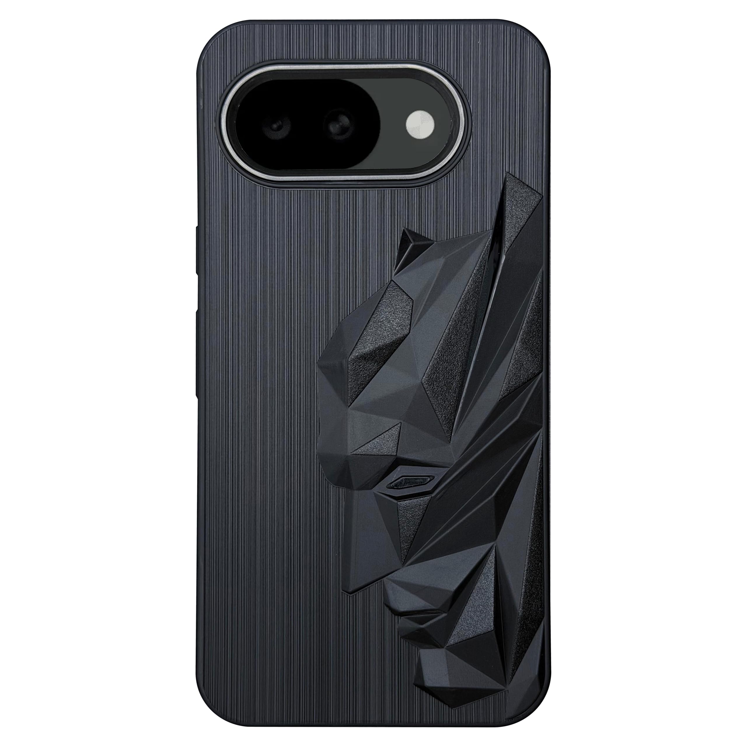 NIUKIN Back Case for Google Pixel 10A | 3D Engraved Design | Shockproof Scratch Proof Cover | Black