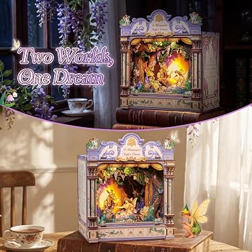 CUTEBEE DIY Miniature House Kit, 3D Wooden Puzzle for Adults, Book Nook Shelf Insert, Shakespeare Literary Gift, Enchanted Forest Miniature Theater Desktop Decor (A Midsummer Night's Dream)