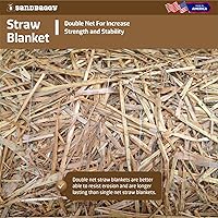 Vista 5 de Sandbaggy Rollos de esterilla de paja – Manta de control de erosión de doble red para pendientes, canales de flujo moderado, siembra de césped