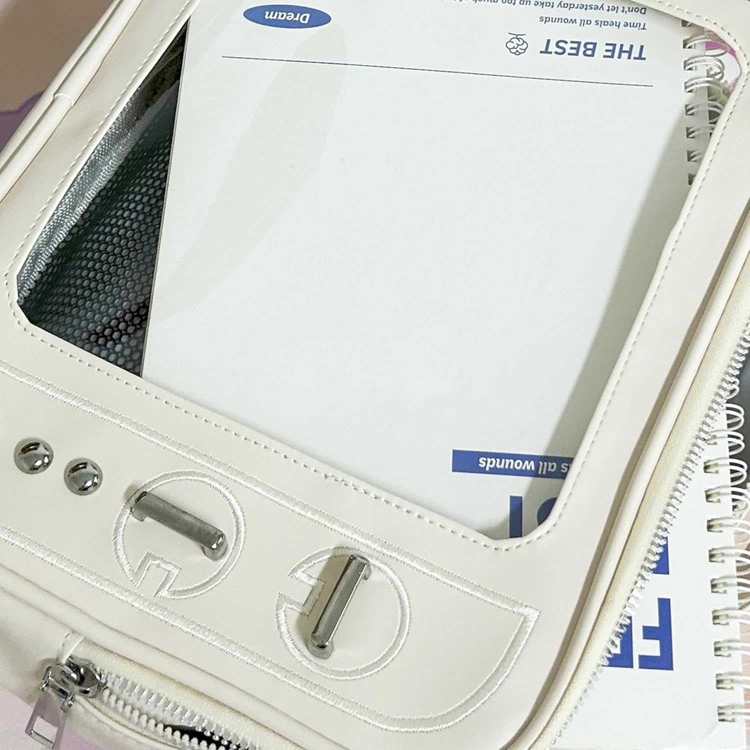 TTCAYU TV TV Shape Ita Bag For Dolls Fixed Grid Panel Adjustable Crossbody Plush Display Backpack with Wide Display Compartment (White-TV)