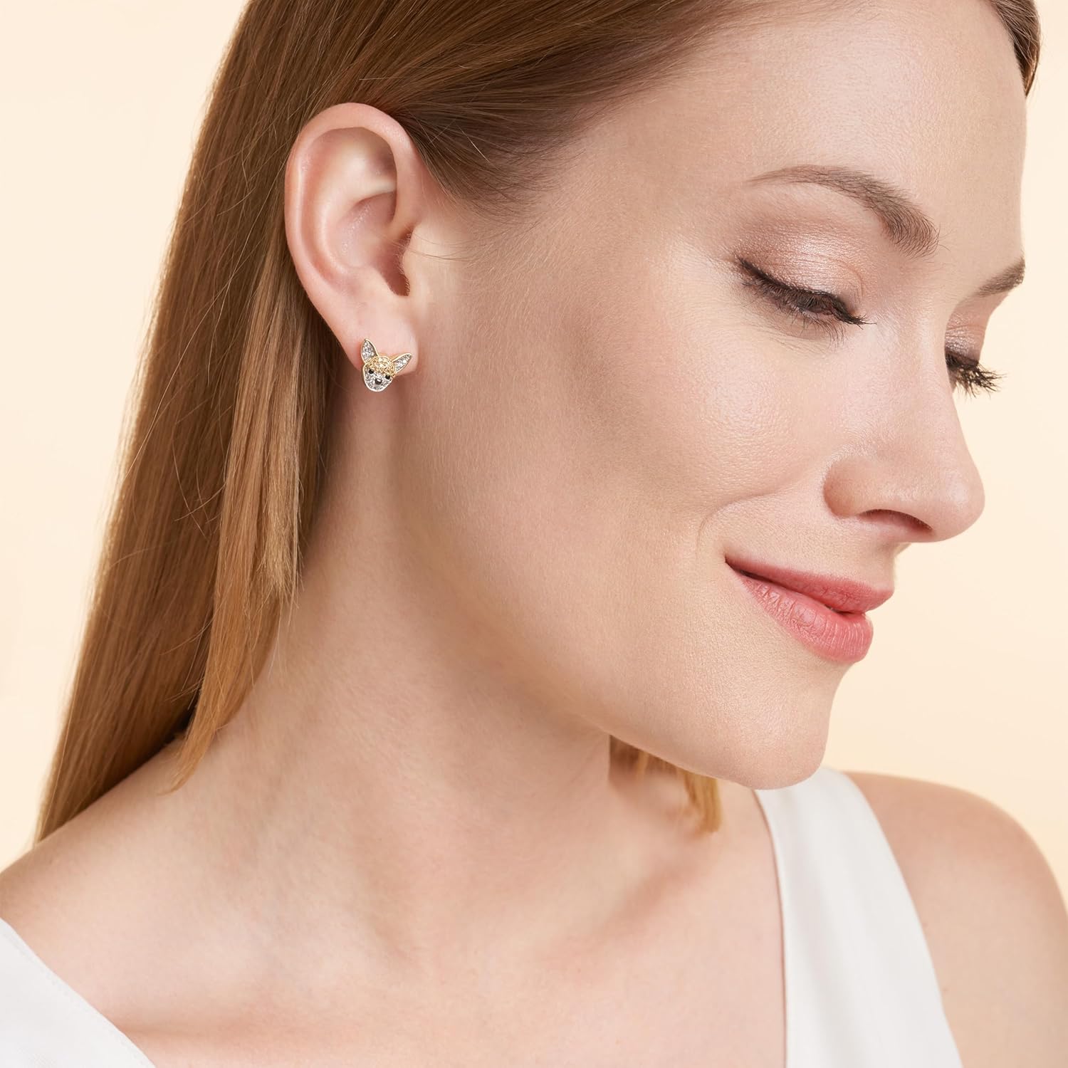 SCAMPER & CO Dog Breed Cubic Zirconia Puppy Design Stud Earrings for Women - Genuine Gemstone Sterling Silver Earrings, Premium Real 18K Yellow Gold or Gunmetal Plating Jewelry Gift for Dog Lovers - Image 4