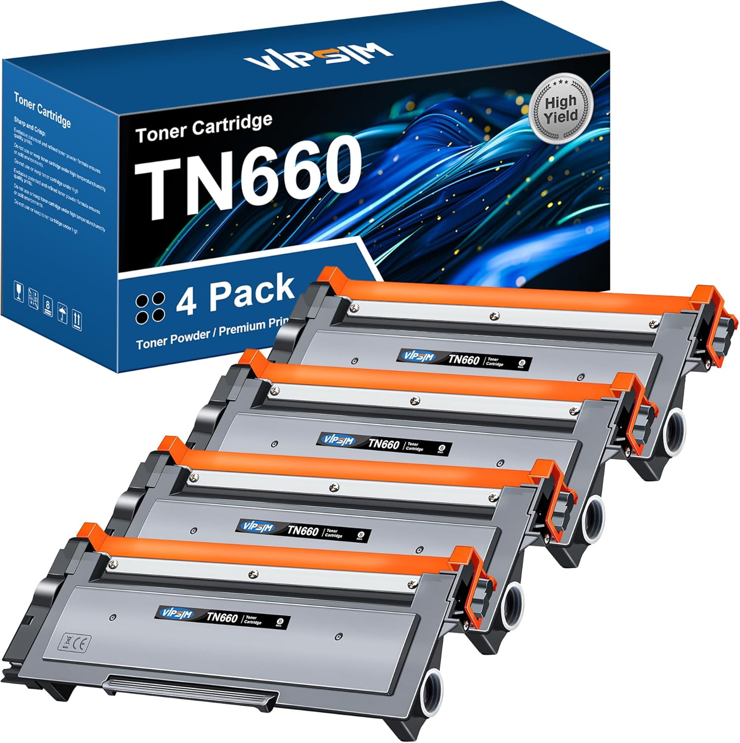 TN660 Toner Cartridge Brother Printer - Replacement with Brother TN 660 TN-660 TN630 High Yield to use with HL-L2380DW HL-L2320D HL-L2340DW DCP-L2540DW MFC-L2700DW MFC-L2720DW Printer (Black, 4 Pack)