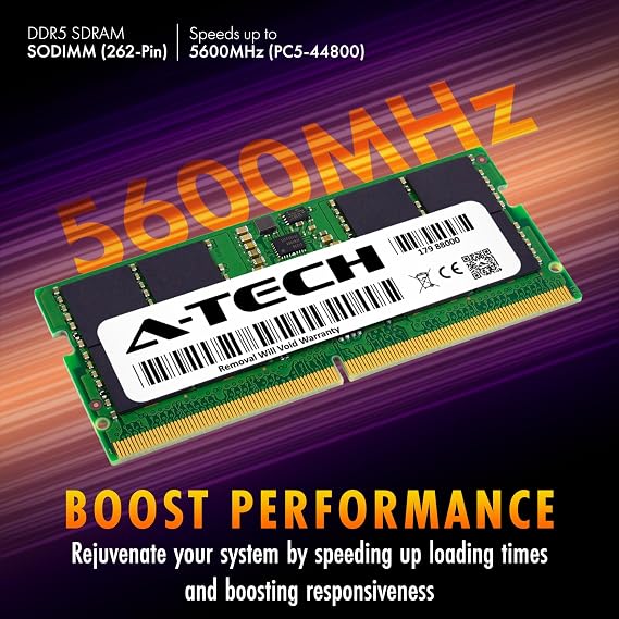 A-Tech 16GB RAM Replacement for Hynix HMCG78AGBSA092N | DDR5 5600MHz PC5-44800 SODIMM 1Rx8 1.1V 262-Pin Non-ECC Laptop Memory Module (HMCG78AGBSA092N-ATC)
