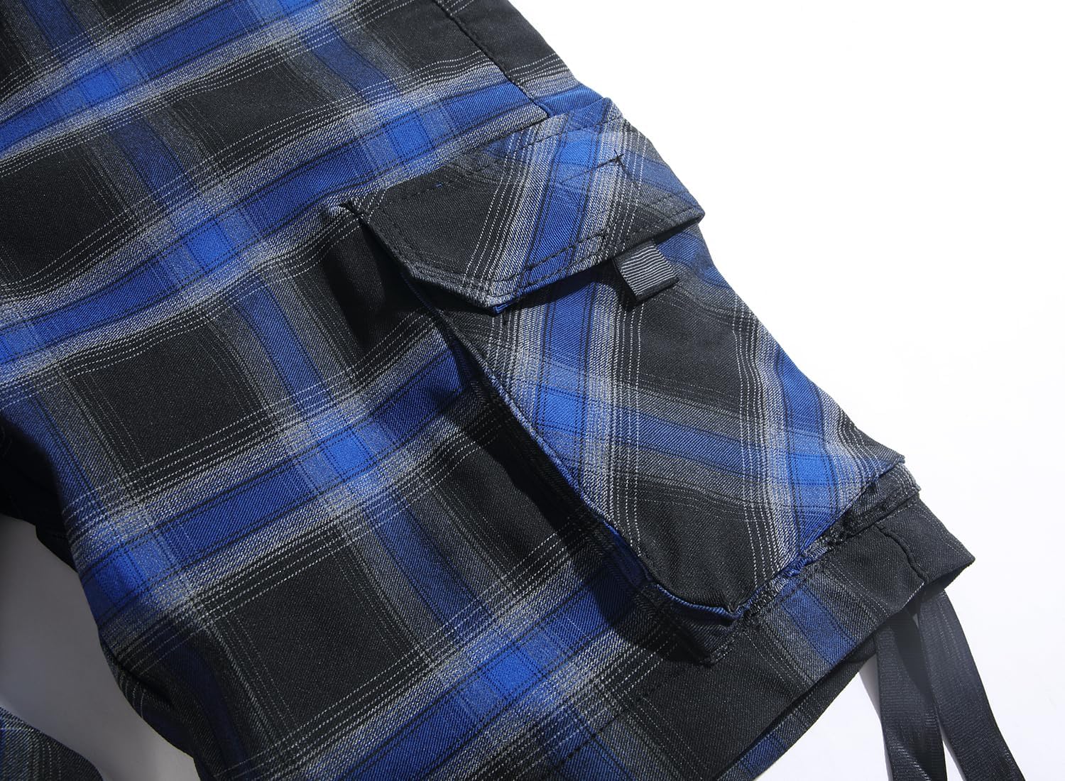 NOVOCCT Cargo Short for Men 10" Inseam Relaxed Fit Plaid Outdoor Hiking Work Stretch Cotton Casual Shorts with Multi-Pocket