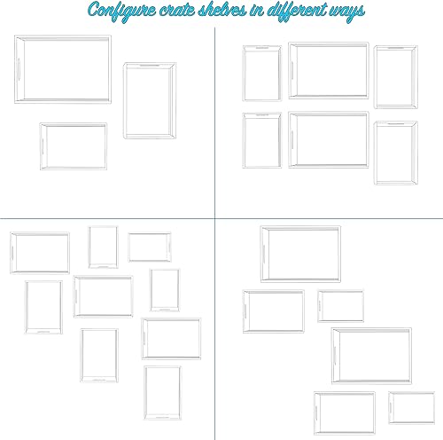 Miniatura 6 de WALLNITURE Juego de 3 estantes flotantes organizadores, cesto de almacenamiento de madera rústica, color nogal