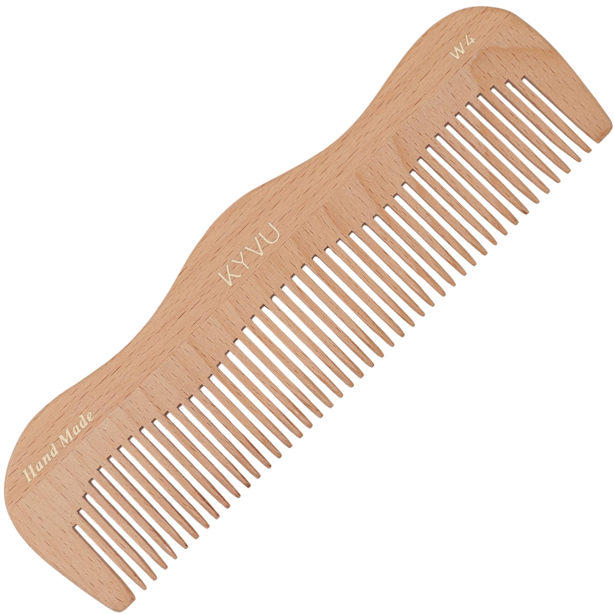 KYVU W4 Handmade 17.8 cm Coarse-Tooth Wooden Comb - Steam Beech, Natural Beech, 17.8 Centimeters