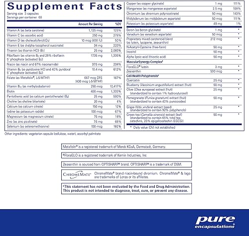 Miniatura 2 de Pure Encapsulations Nutrientes de polifenol  Fórmula multivitamínicomineral densa de nutrientes hipoalergénicos, 180 cápsulas