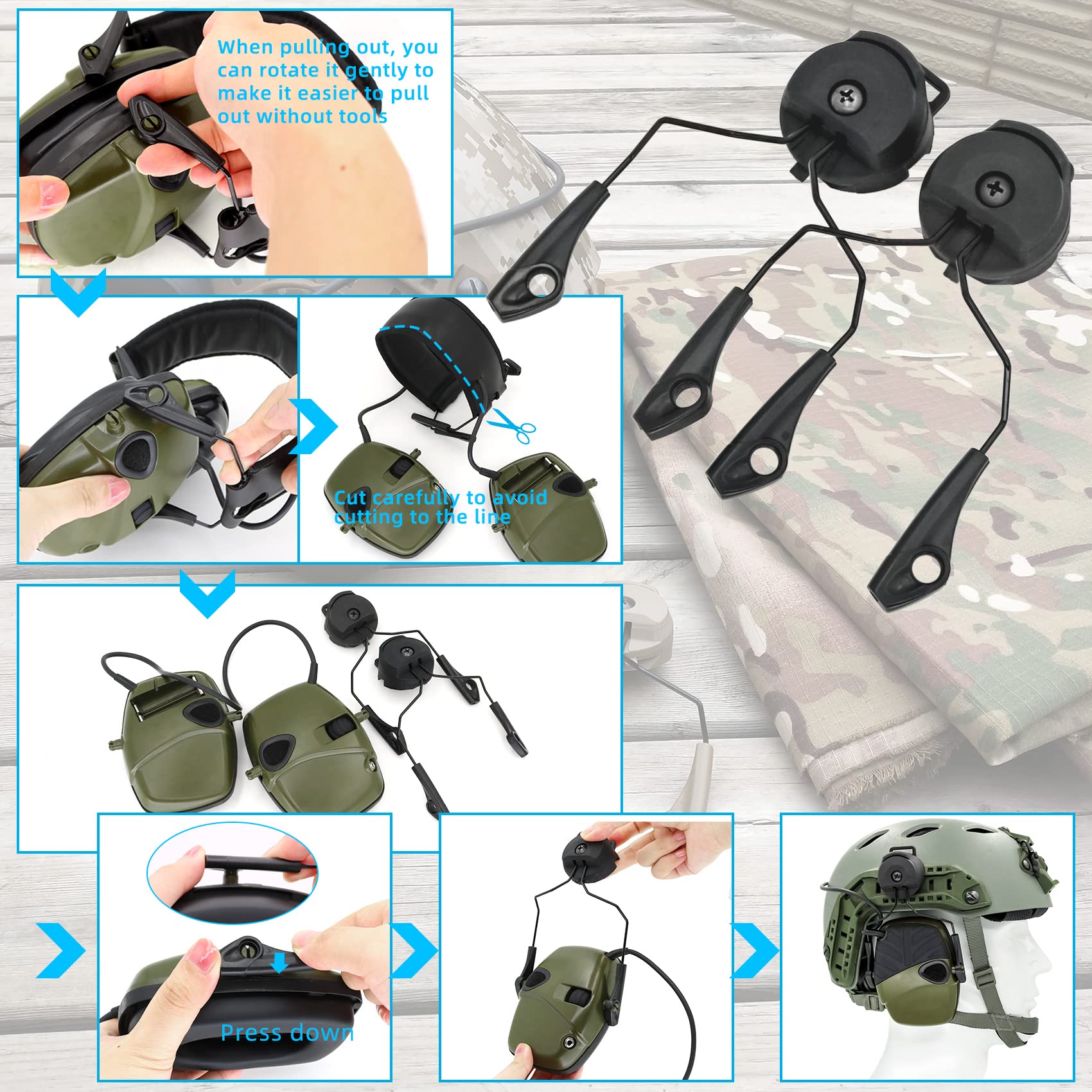 ARC-Schienenadapter, kompatibel mit Howard Leight Impact Sports Serie von Ohrenschützern, Schwarz , G
