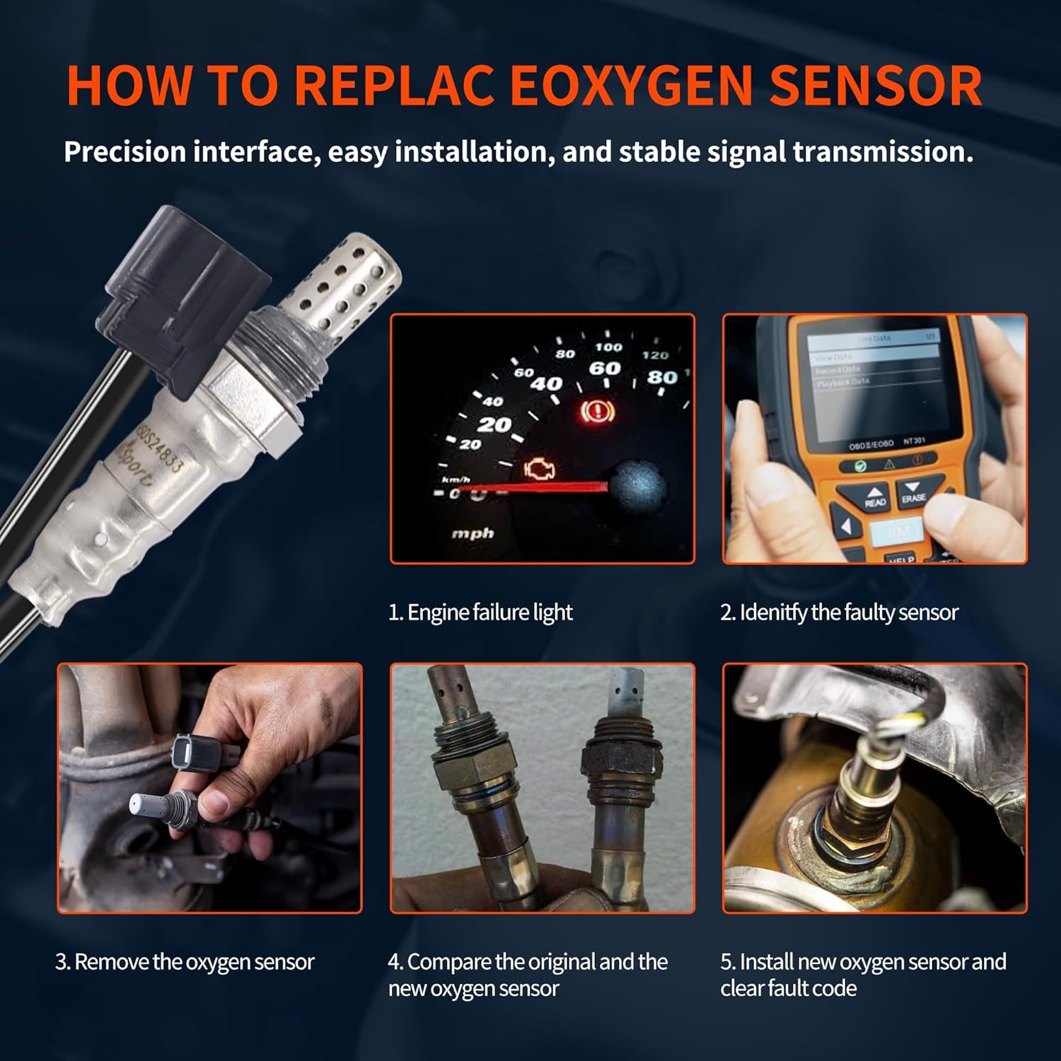 HiSport Oxygen Sensor Compatible with Acura ILX 2016, 2017, 2018, 2019, 2020, 2021, 2022 MDX 2016-2020 RDX 2016-2018 TLX 2016-2020 TSX 2009-2014, Honda Accord 2008-2012, Replaces 250-24833